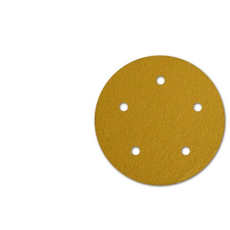 CONTINENTAL ABRASIVES 5" 80 Grit C-Weight Gold Aluminum Oxide Stearate Coated Hook & Loop Disc 5 Hole SD-50HG5080